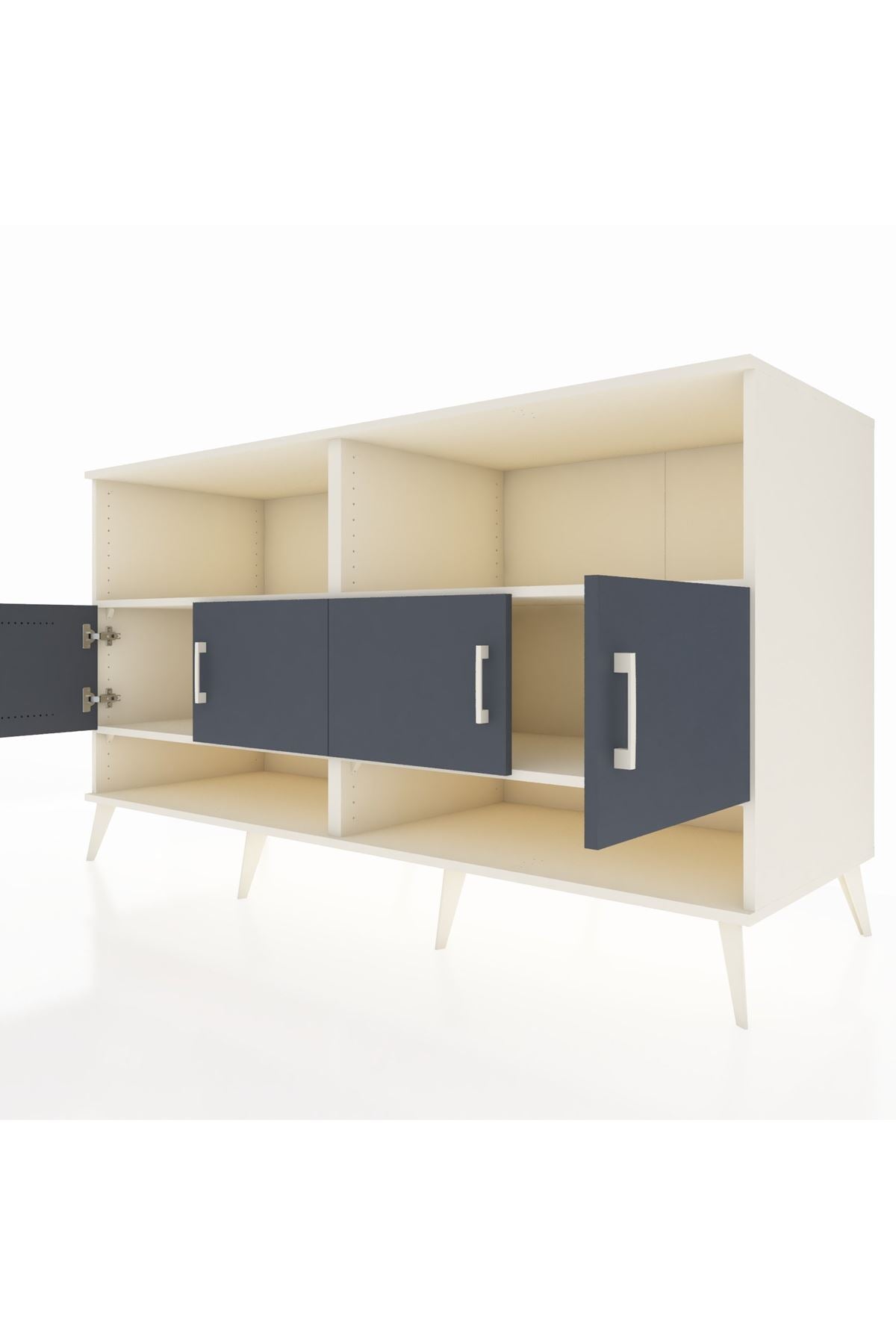 Kronos Konsol 4 Raflı 4 Kapaklı 176x59x99 Aytaşı-Antrasit/Çam