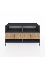 Kronos Konsol 4 Raflı 4 Kapaklı 176x59x99 Antrasit-Çam/Antrasit