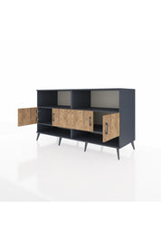 Kronos Konsol 4 Raflı 4 Kapaklı 176x59x99 Antrasit-Çam/Antrasit