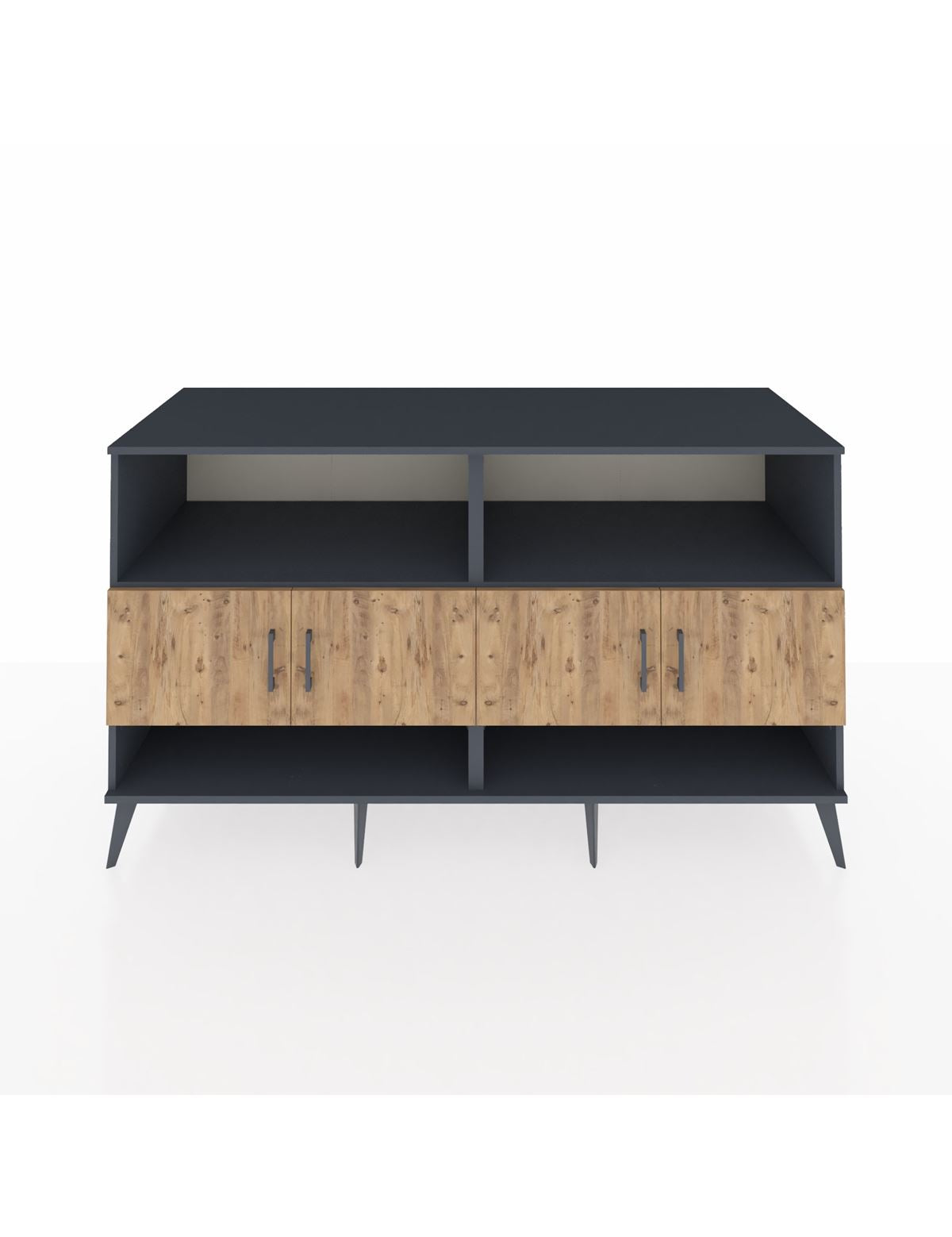 Kronos Konsol 4 Raflı 4 Kapaklı 176x59x99 Antrasit-Çam