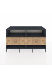 Kronos Konsol 4 Raflı 4 Kapaklı 176x59x99 Antrasit-Çam