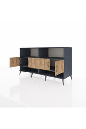 Kronos Konsol 4 Raflı 4 Kapaklı 176x59x99 Antrasit-Çam