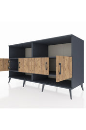 Kronos Konsol 4 Raflı 4 Kapaklı 176x59x99 Antrasit-Çam