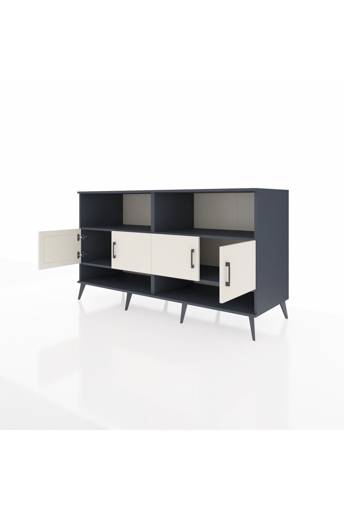 Kronos Konsol 4 Raflı 4 Kapaklı 176x59x99 Antrasit-Aytaşı