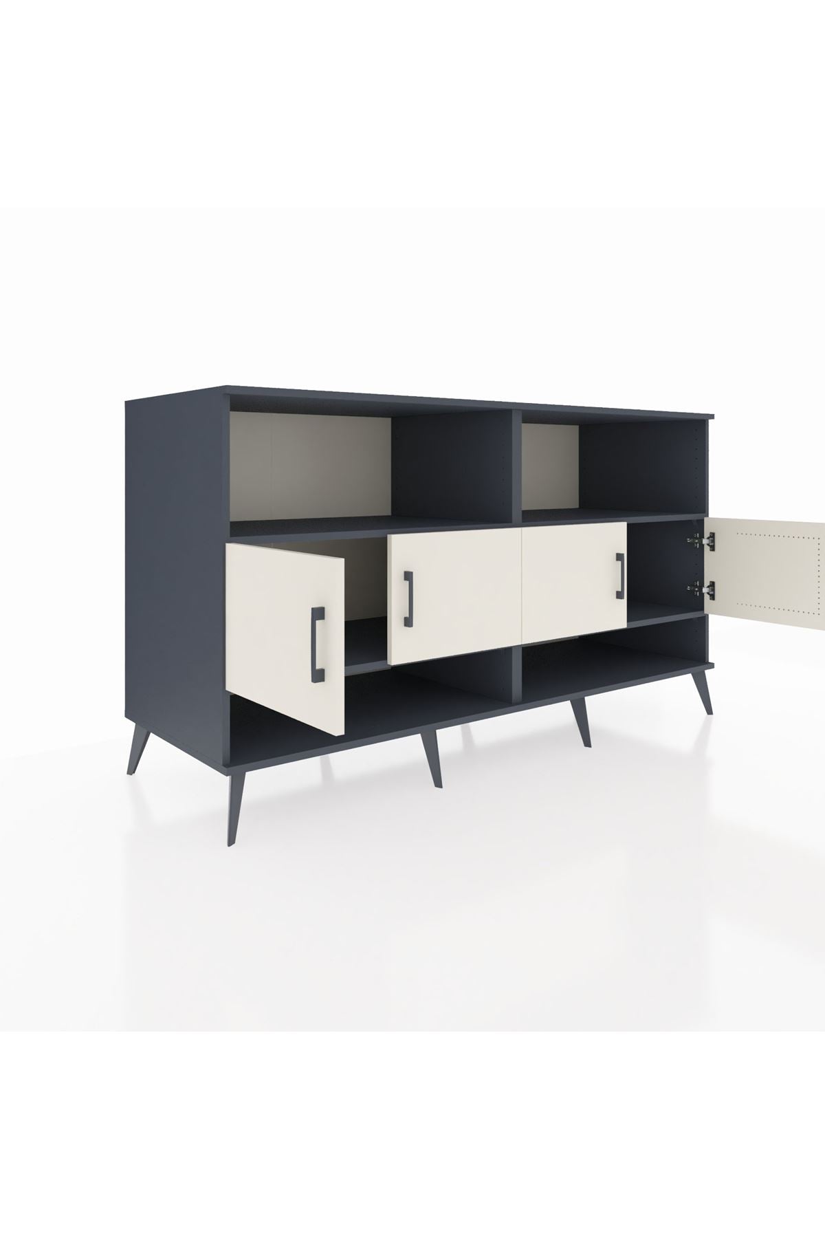 Kronos Konsol 4 Raflı 4 Kapaklı 176x59x99 Antrasit-Aytaşı