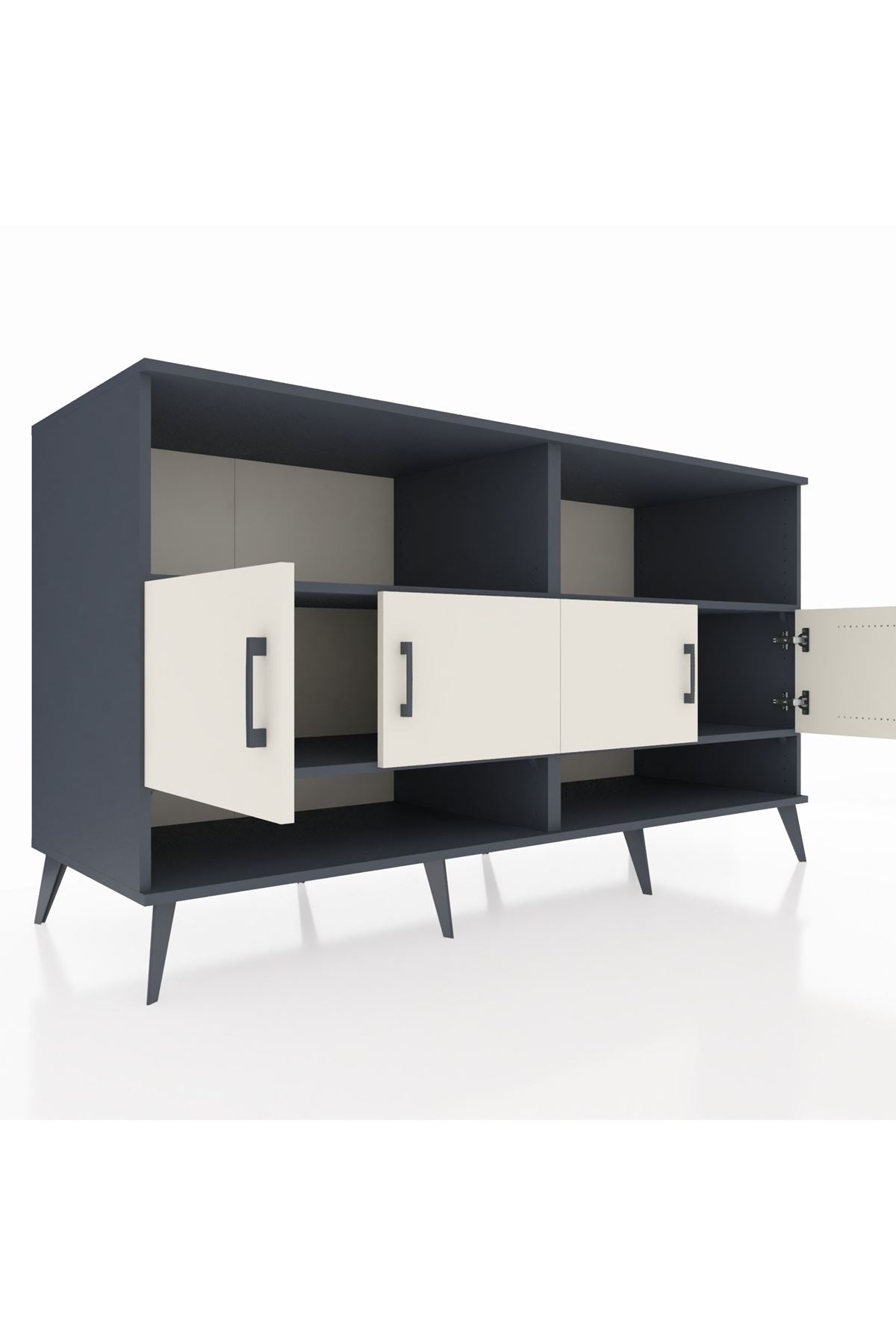 Kronos Konsol 4 Raflı 4 Kapaklı 176x59x99 Antrasit-Aytaşı