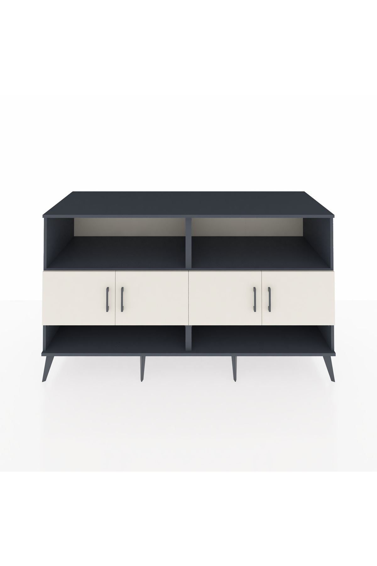 Kronos Konsol 4 Raflı 4 Kapaklı 176x59x99 Antrasit-Aytaşı/Çam