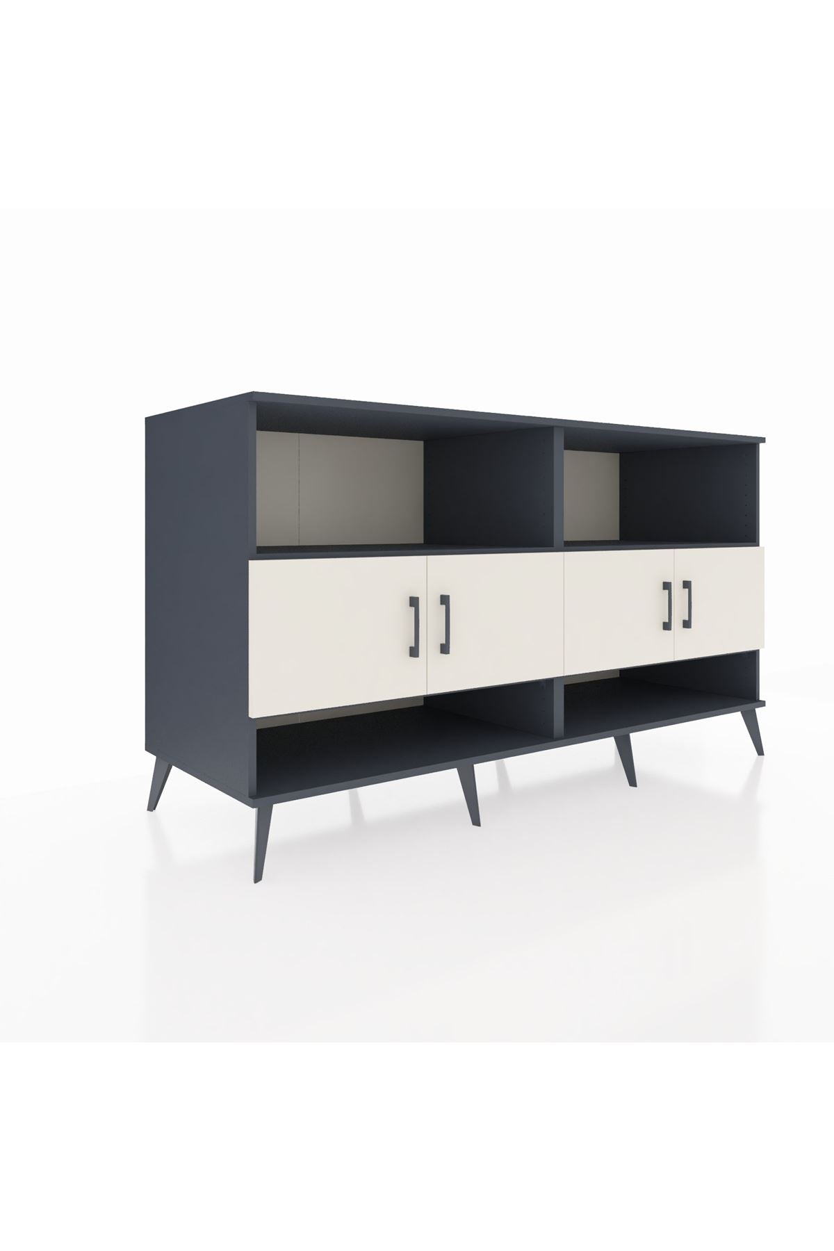 Kronos Konsol 4 Raflı 4 Kapaklı 176x59x99 Antrasit-Aytaşı/Çam