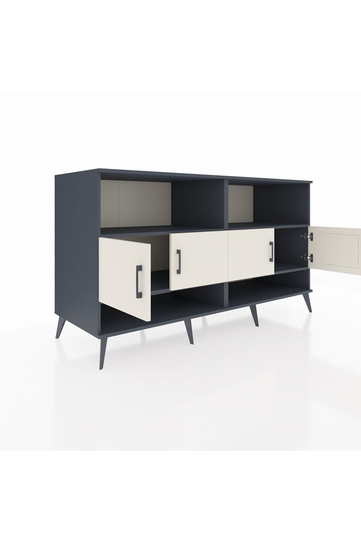 Kronos Konsol 4 Raflı 4 Kapaklı 176x59x99 Antrasit-Aytaşı/Çam