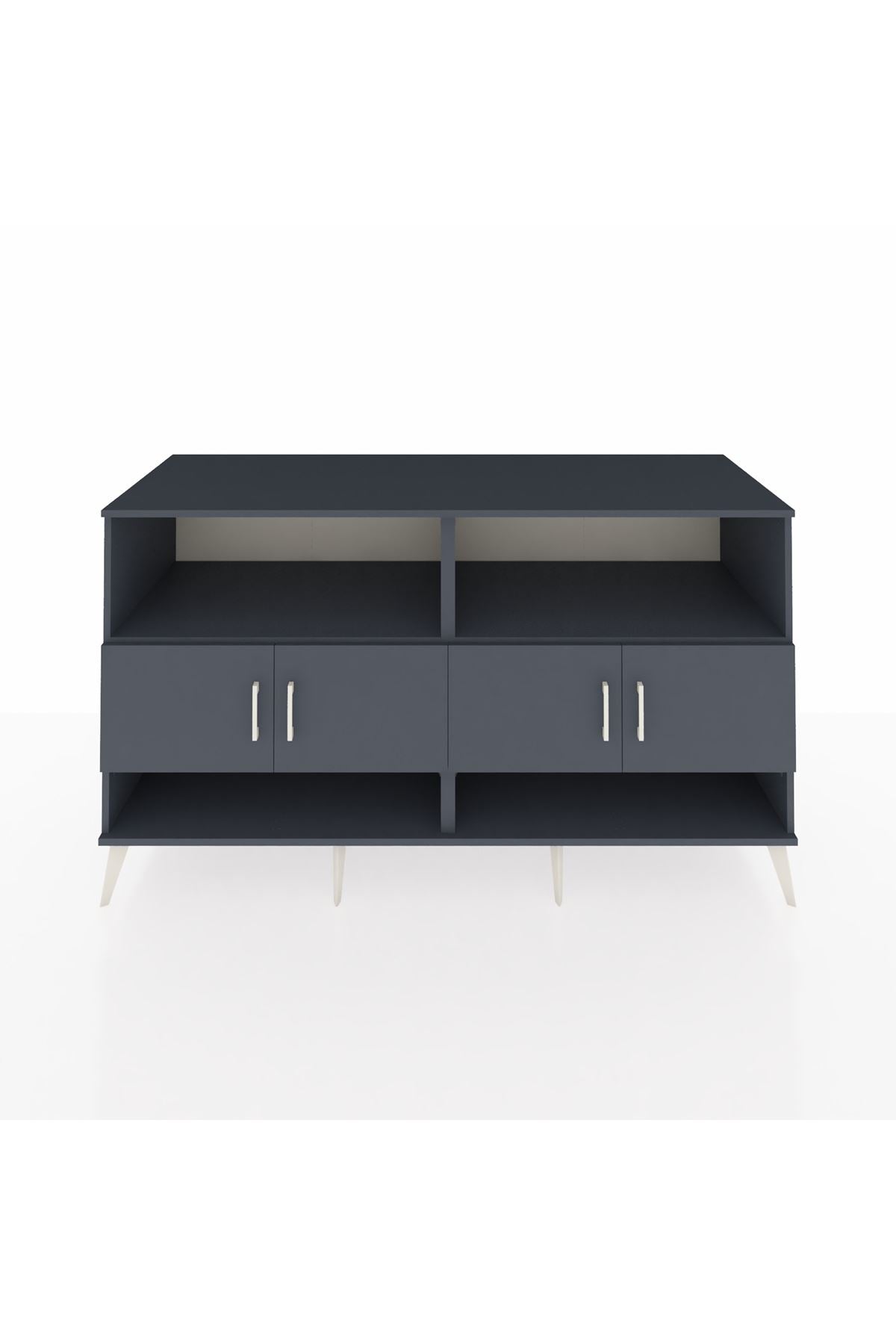 Kronos Konsol 4 Raflı 4 Kapaklı 176x59x99 Antrasit-Antrasit/Aytaşı