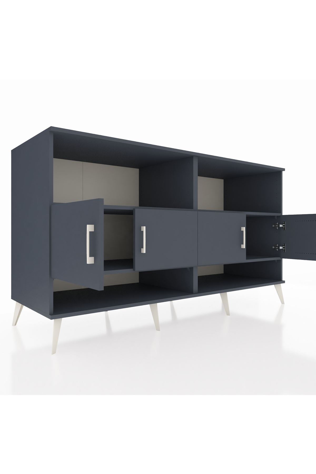 Kronos Konsol 4 Raflı 4 Kapaklı 176x59x99 Antrasit-Antrasit/Aytaşı