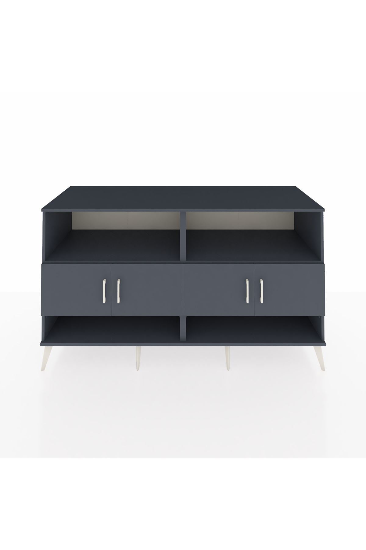 Kronos Konsol 4 Raflı 4 Kapaklı 176x59x99 Antrasit-Antrasit