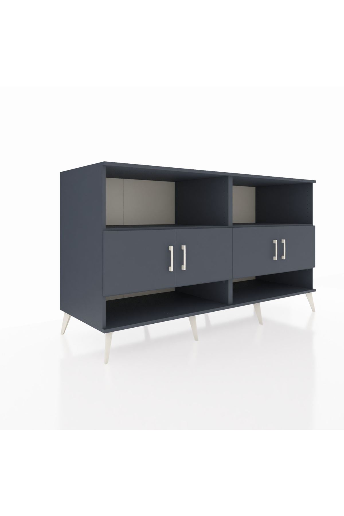 Kronos Konsol 4 Raflı 4 Kapaklı 176x59x99 Antrasit-Antrasit