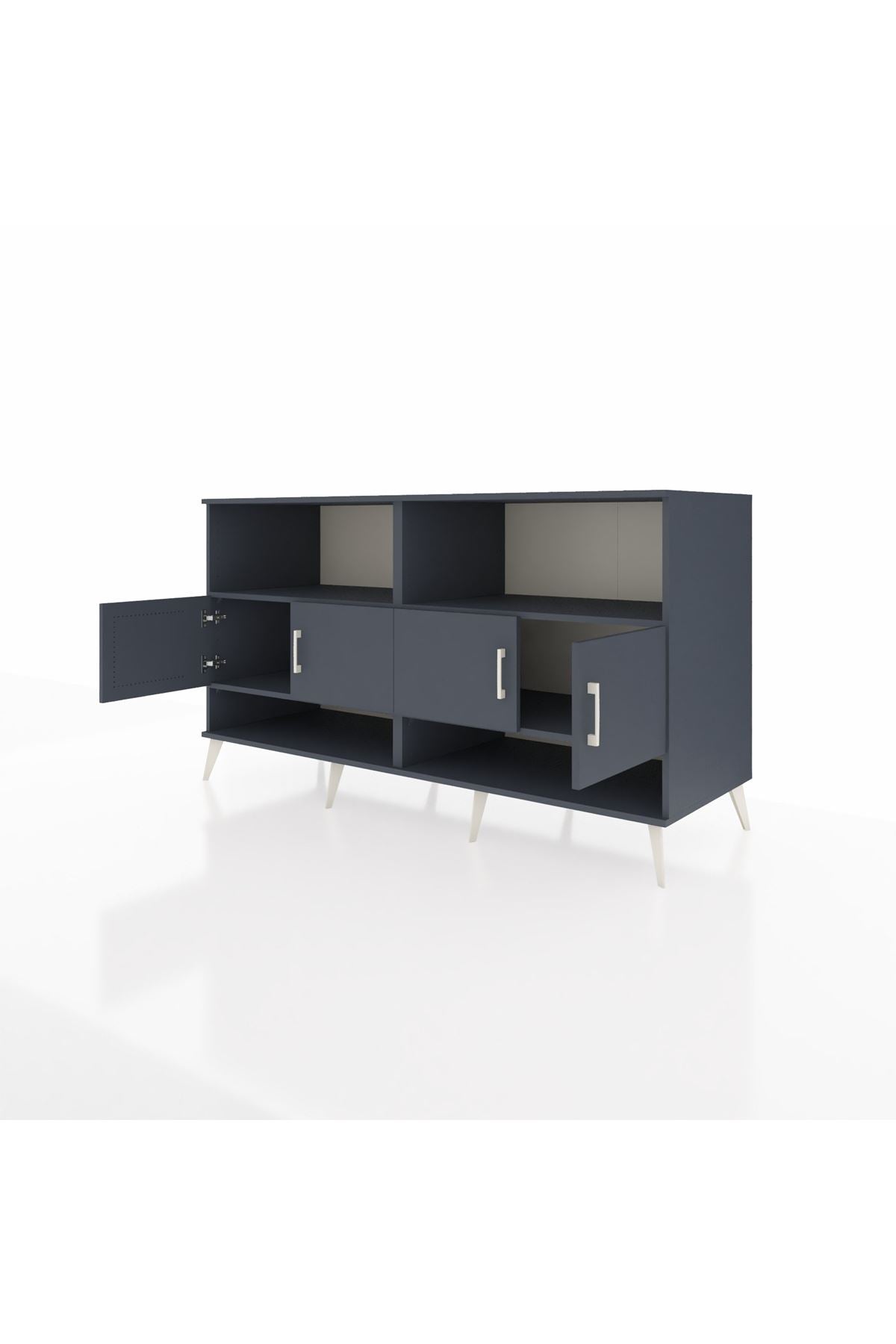 Kronos Konsol 4 Raflı 4 Kapaklı 176x59x99 Antrasit-Antrasit/Çam