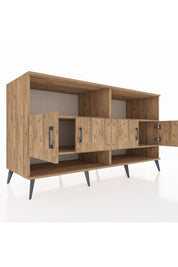 Kronos Konsol 4 Raflı 4 Kapaklı 176x59x99 Çam-Çam/Aytaşı