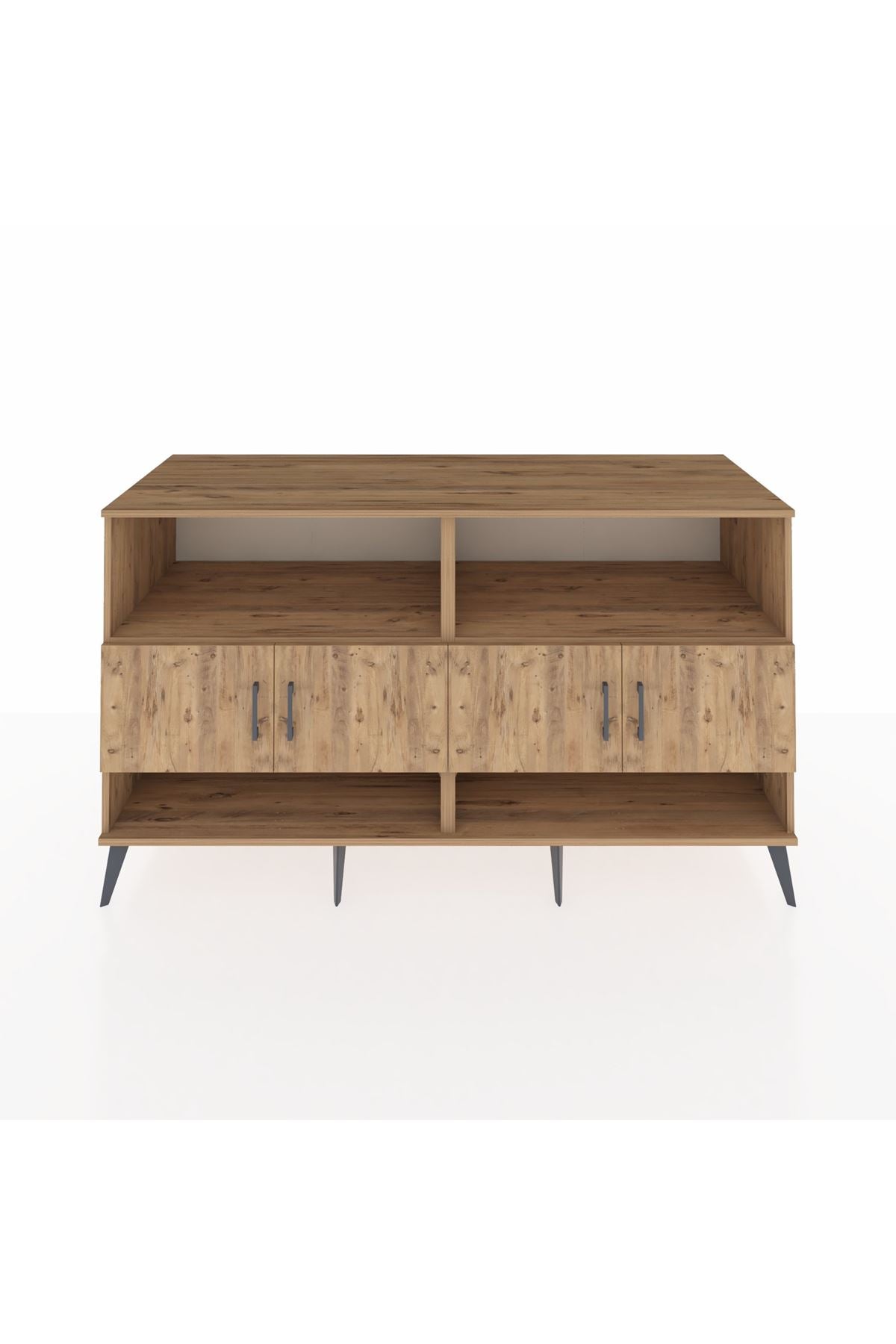 Kronos Konsol 4 Raflı 4 Kapaklı 176x59x99 Çam-Çam/Antrasit