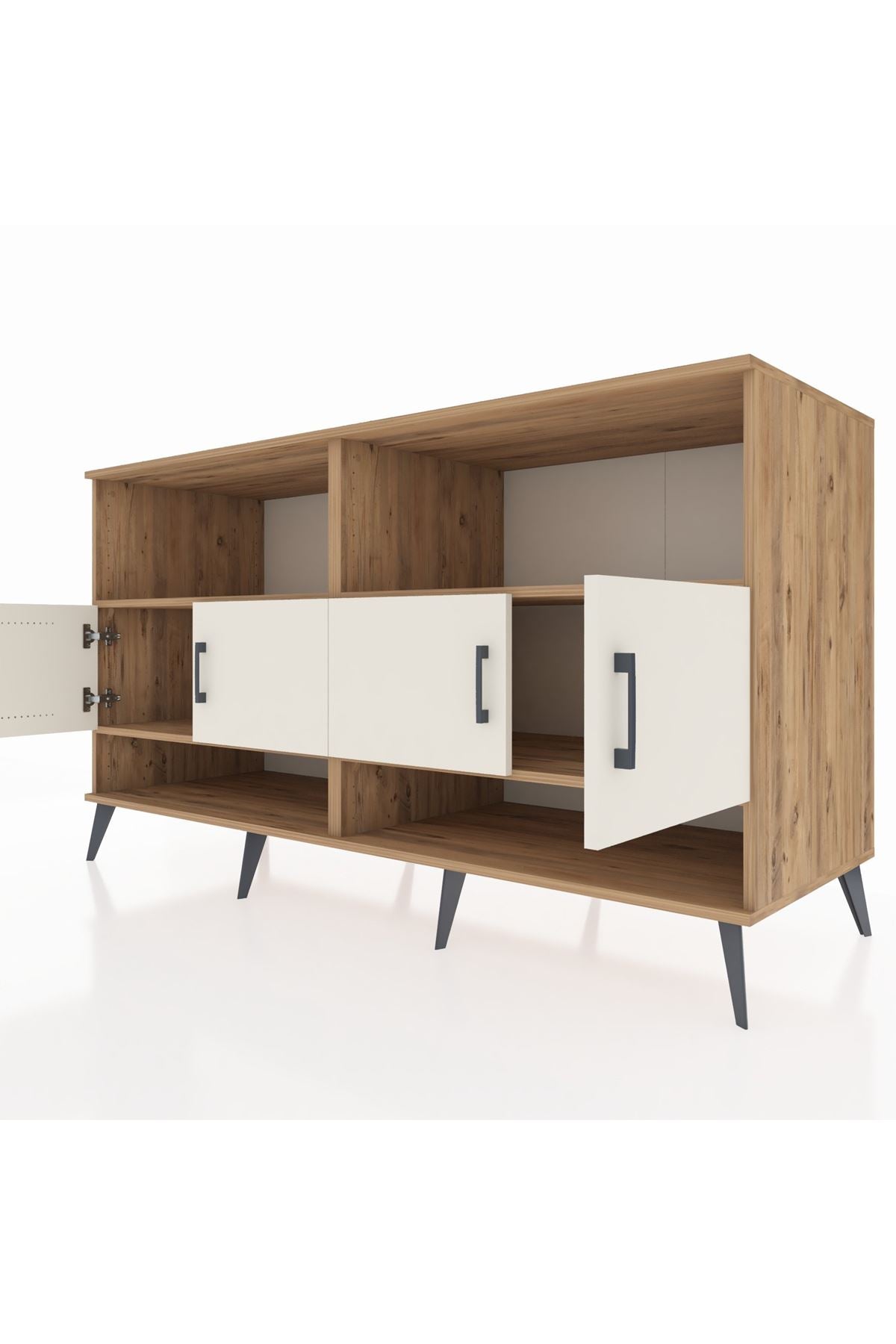 Kronos Konsol 4 Raflı 4 Kapaklı 176x59x99 Çam-Aytaşı/Çam