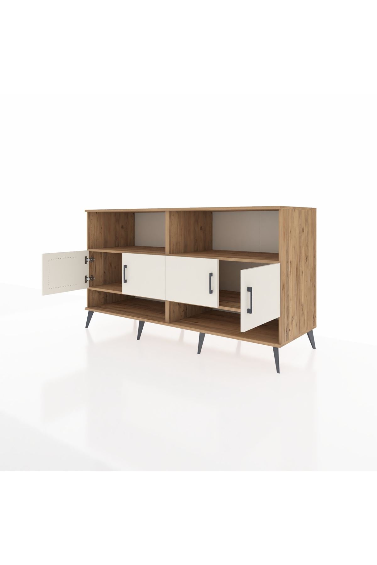 Kronos Konsol 4 Raflı 4 Kapaklı 176x59x99 Çam-Aytaşı/Çam