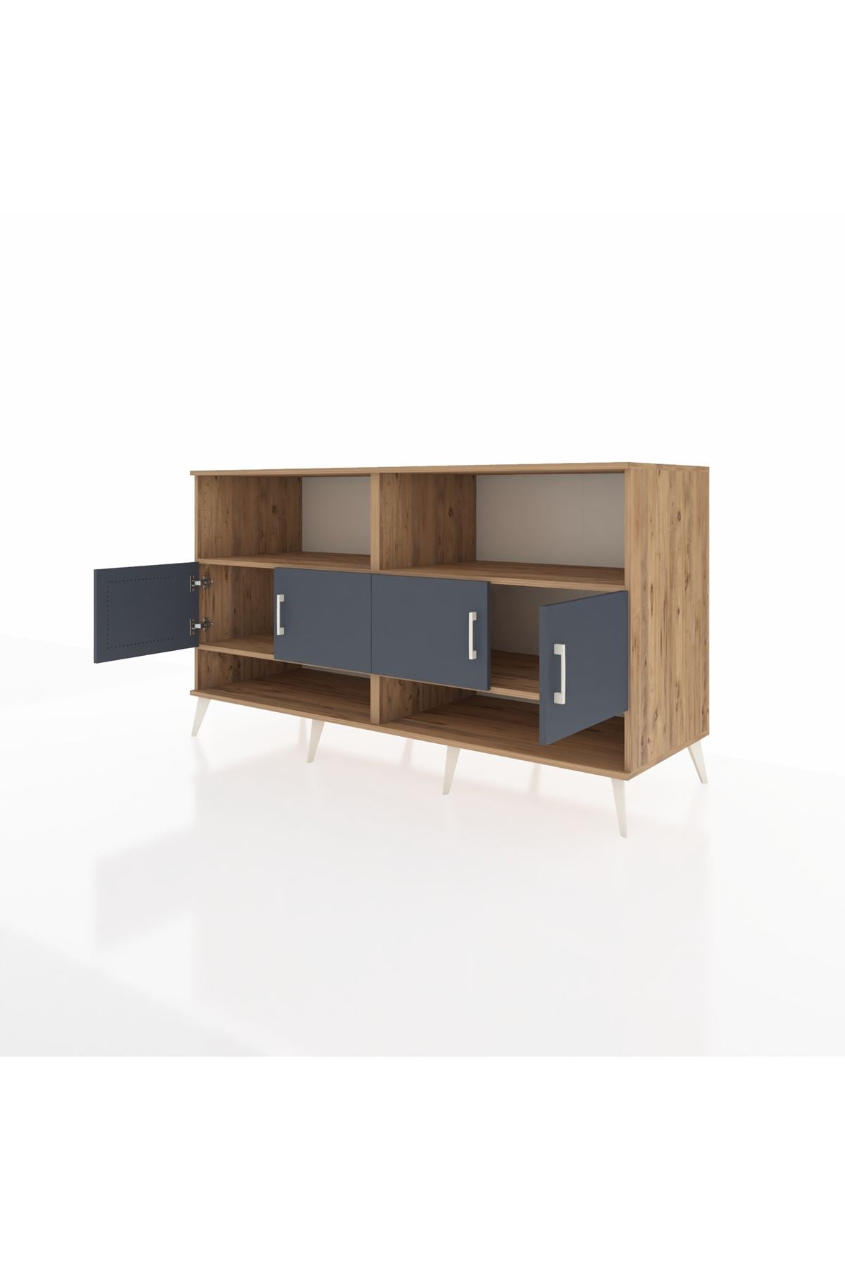 Kronos Konsol 4 Raflı 4 Kapaklı 176x59x99 Çam-Antrasit/Aytaşı