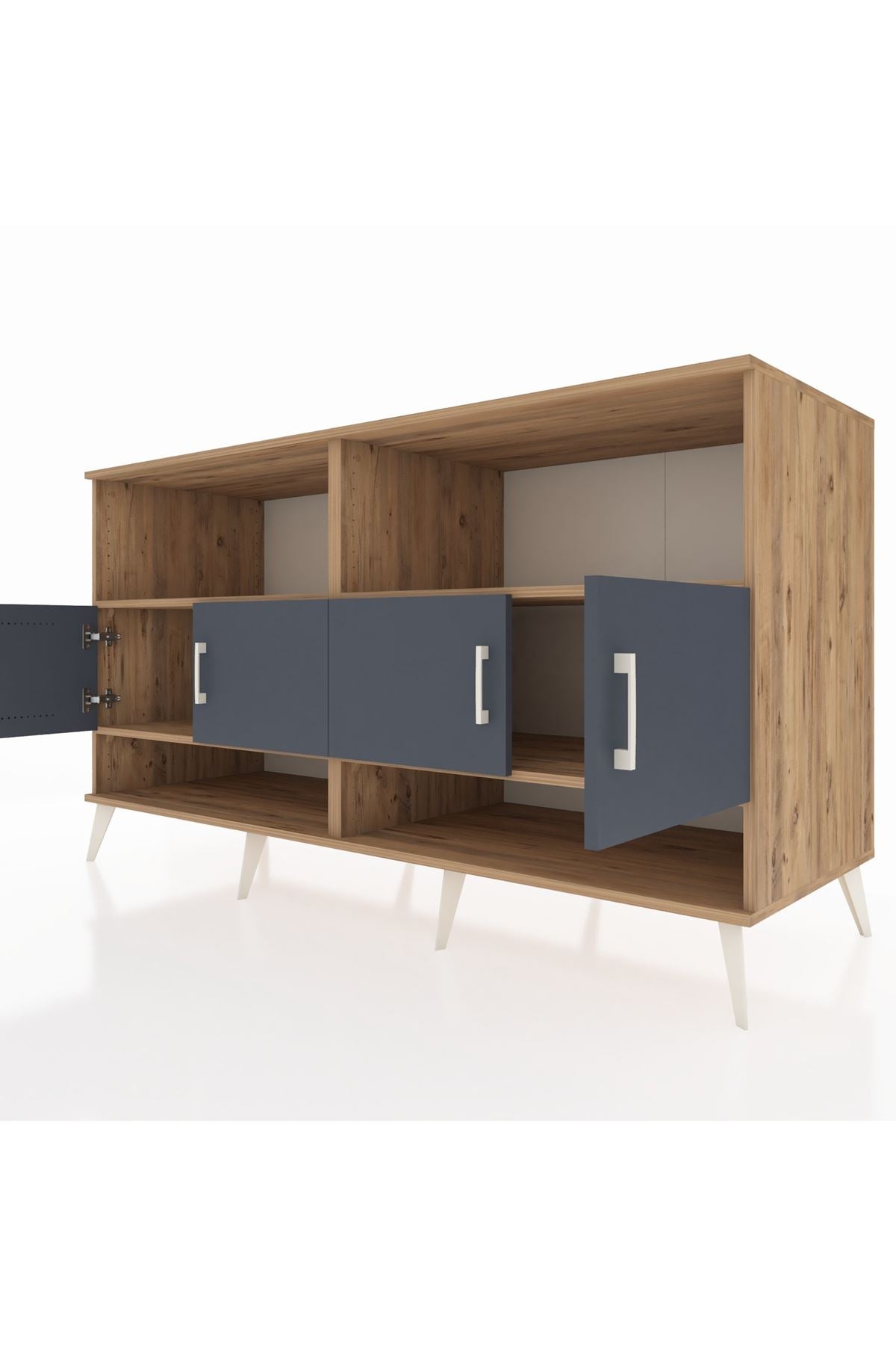 Kronos Konsol 4 Raflı 4 Kapaklı 176x59x99 Çam-Antrasit/Aytaşı