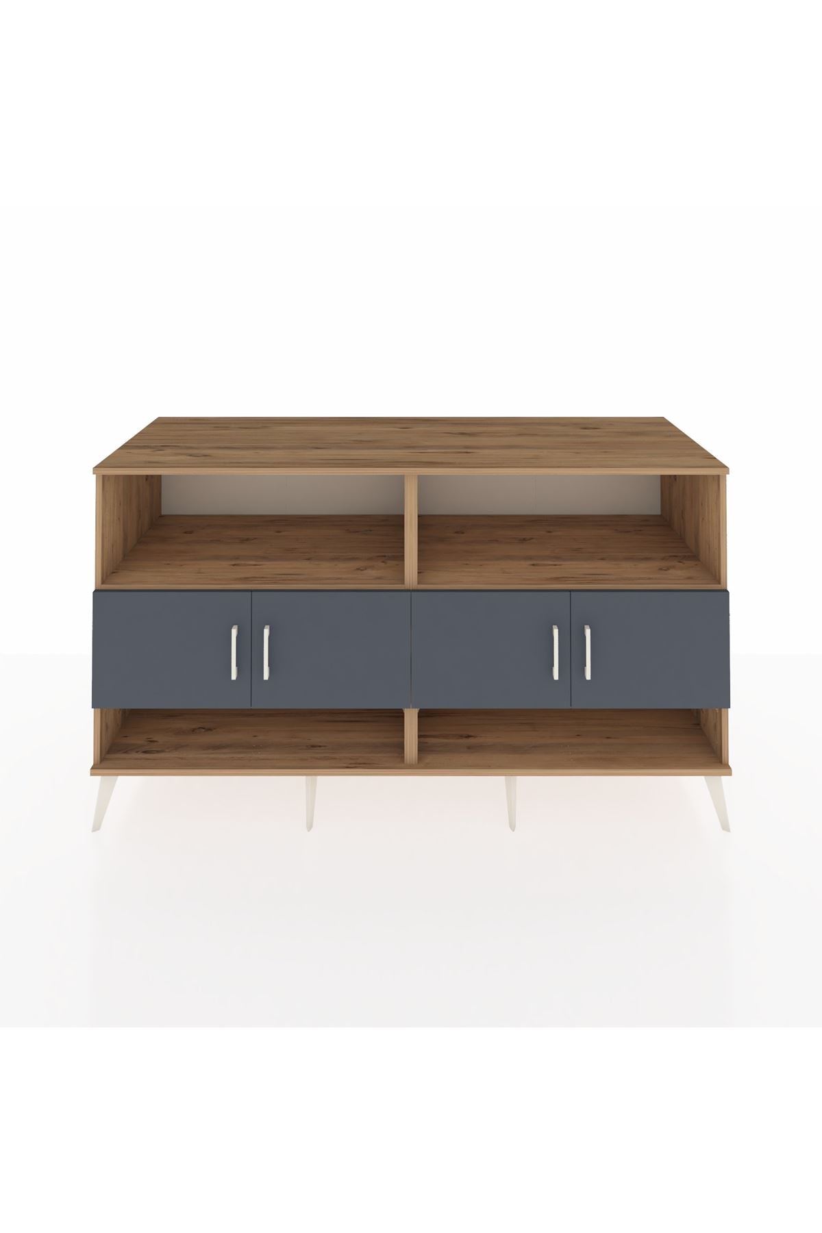 Kronos Konsol 4 Raflı 4 Kapaklı 176x59x99 Çam-Antrasit