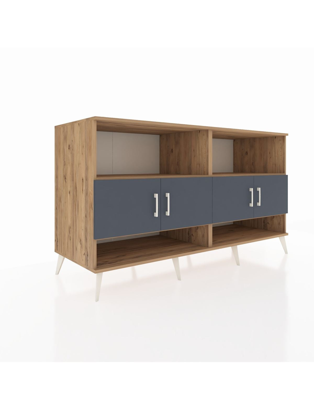 Kronos Konsol 4 Raflı 4 Kapaklı 176x59x99 Çam-Antrasit