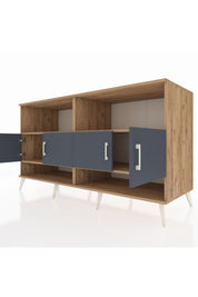 Kronos Konsol 4 Raflı 4 Kapaklı 176x59x99 Çam-Antrasit