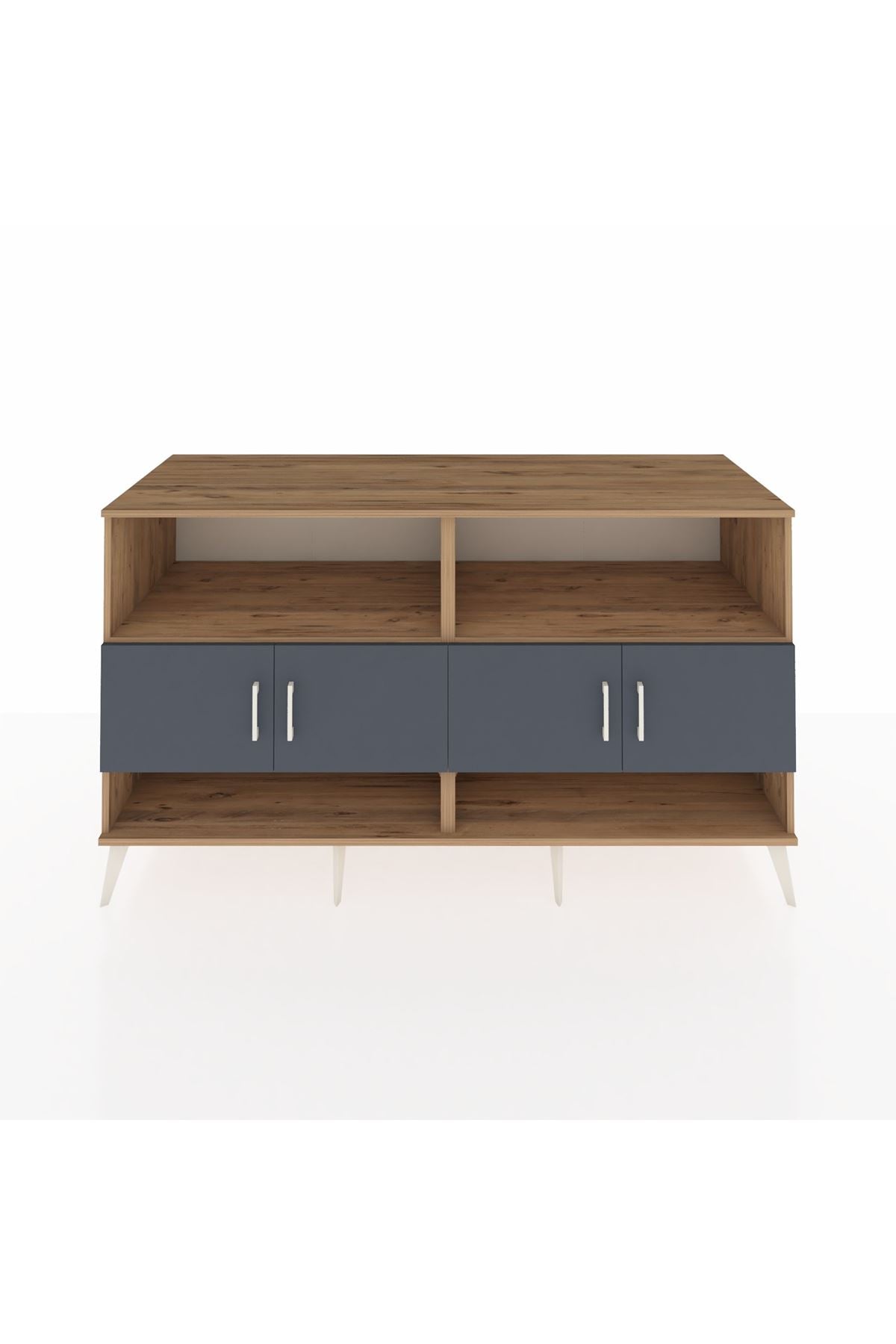 Kronos Konsol 4 Raflı 4 Kapaklı 176x59x99 Çam-Antrasit/Çam