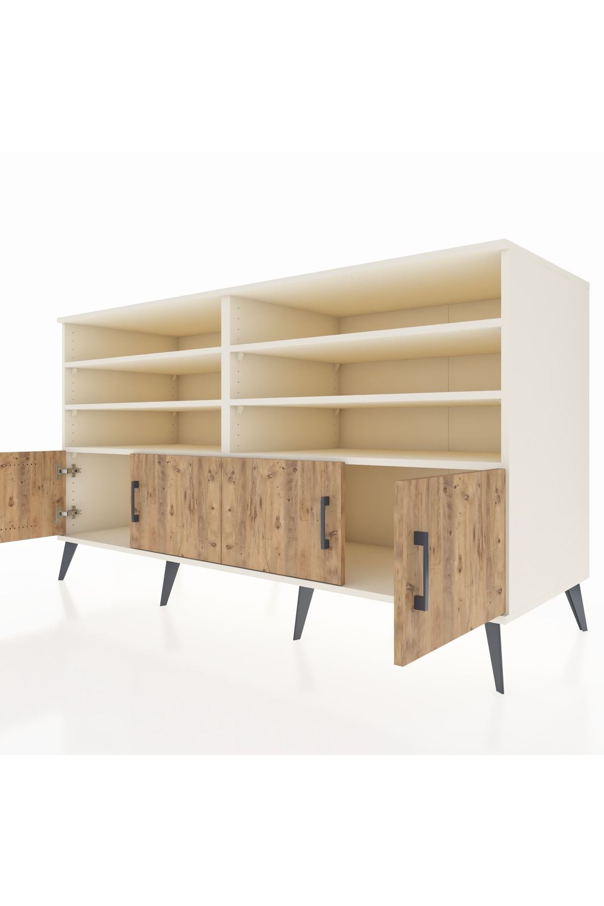 Kronos Konsol 6 Raflı 4 Kapaklı 176x59x99 Aytaşı-Çam