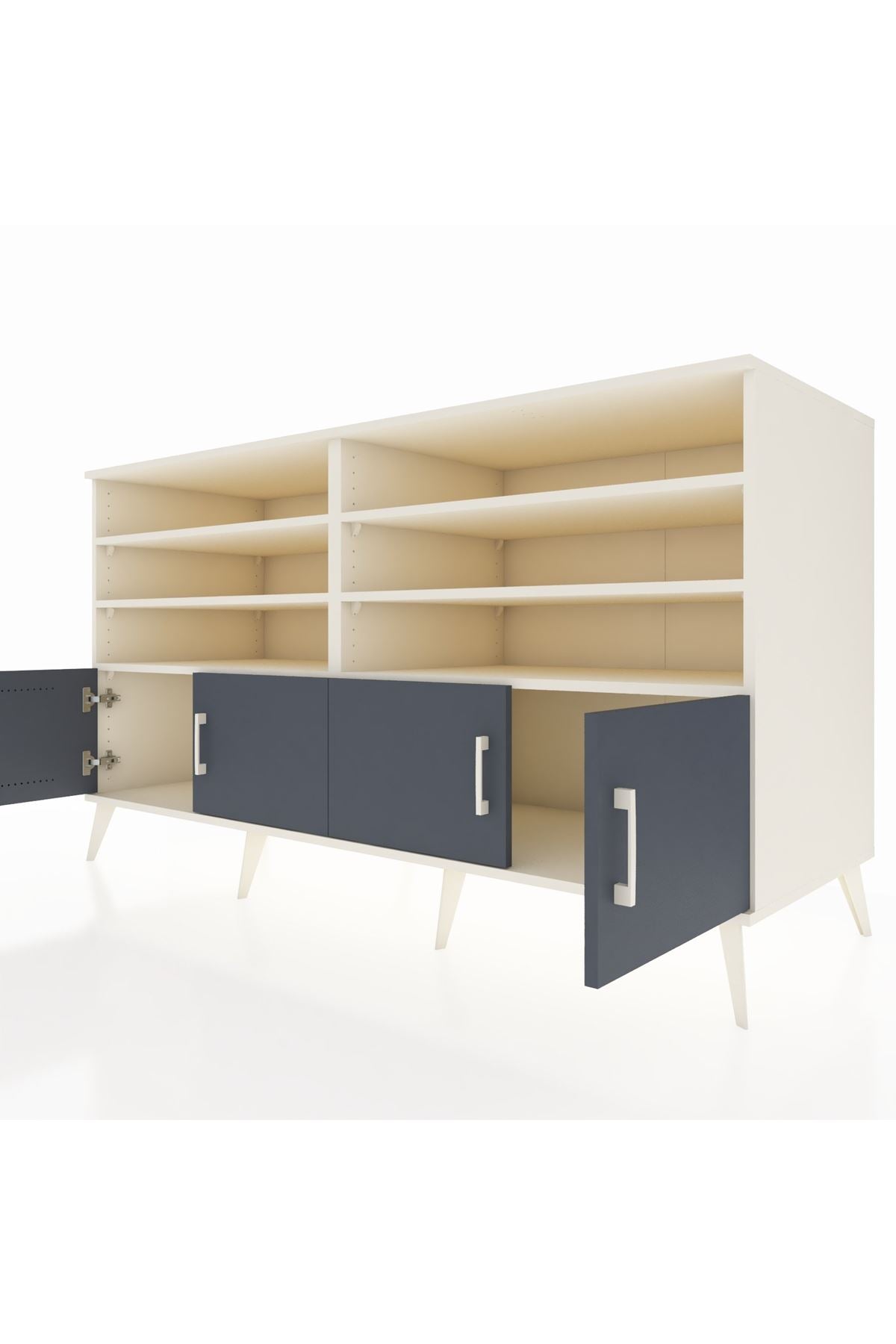 Kronos Konsol 6 Raflı 4 Kapaklı 176x59x99 Aytaşı-Antrasit/Çam