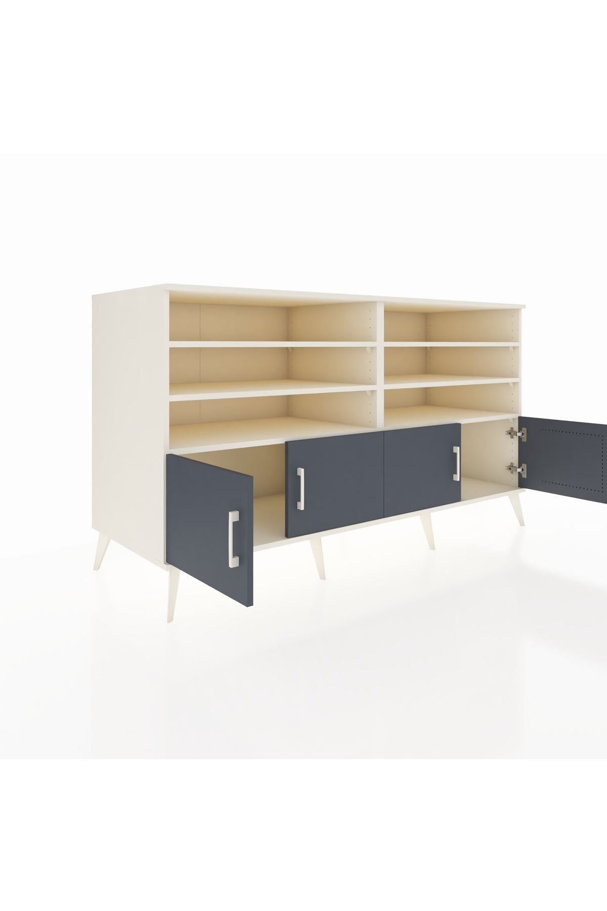 Kronos Konsol 6 Raflı 4 Kapaklı 176x59x99 Aytaşı-Antrasit/Çam