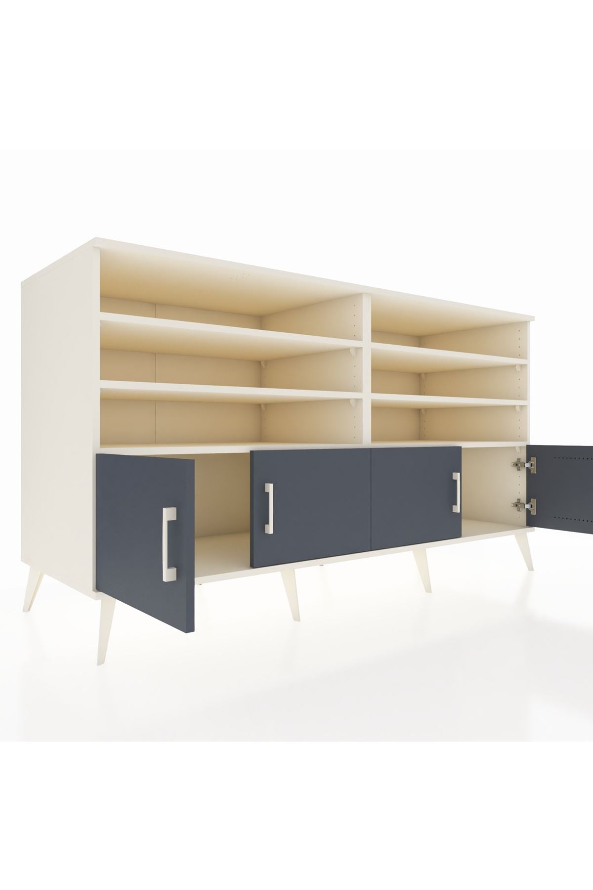 Kronos Konsol 6 Raflı 4 Kapaklı 176x59x99 Aytaşı-Antrasit/Çam