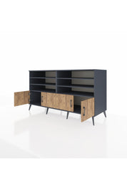 Kronos Konsol 6 Raflı 4 Kapaklı 176x59x99 Antrasit-Çam/Aytaşı