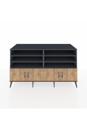 Kronos Konsol 6 Raflı 4 Kapaklı 176x59x99 Antrasit-Çam/Antrasit