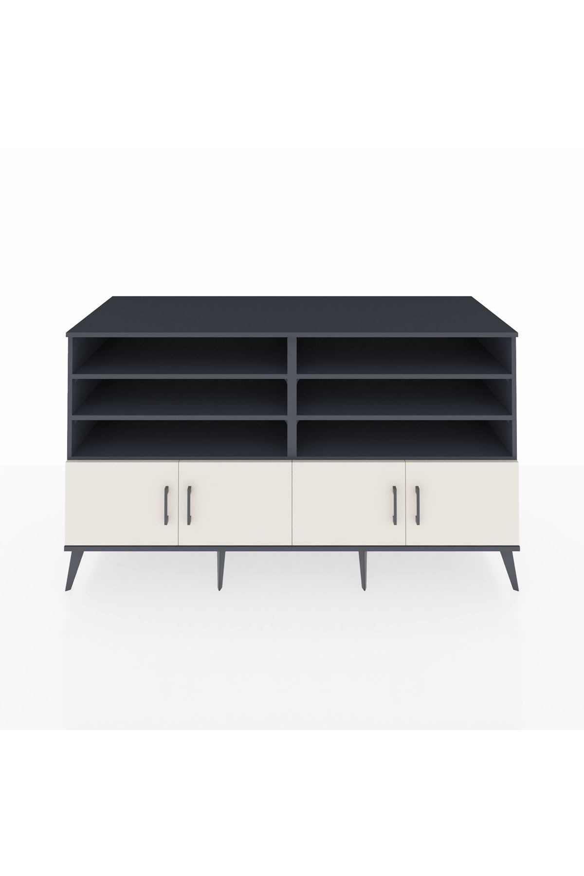 Kronos Konsol 6 Raflı 4 Kapaklı 176x59x99 Antrasit-Aytaşı