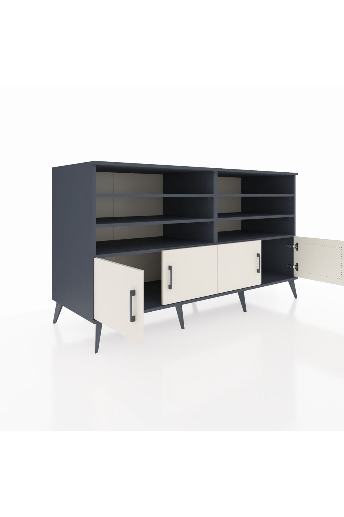 Kronos Konsol 6 Raflı 4 Kapaklı 176x59x99 Antrasit-Aytaşı