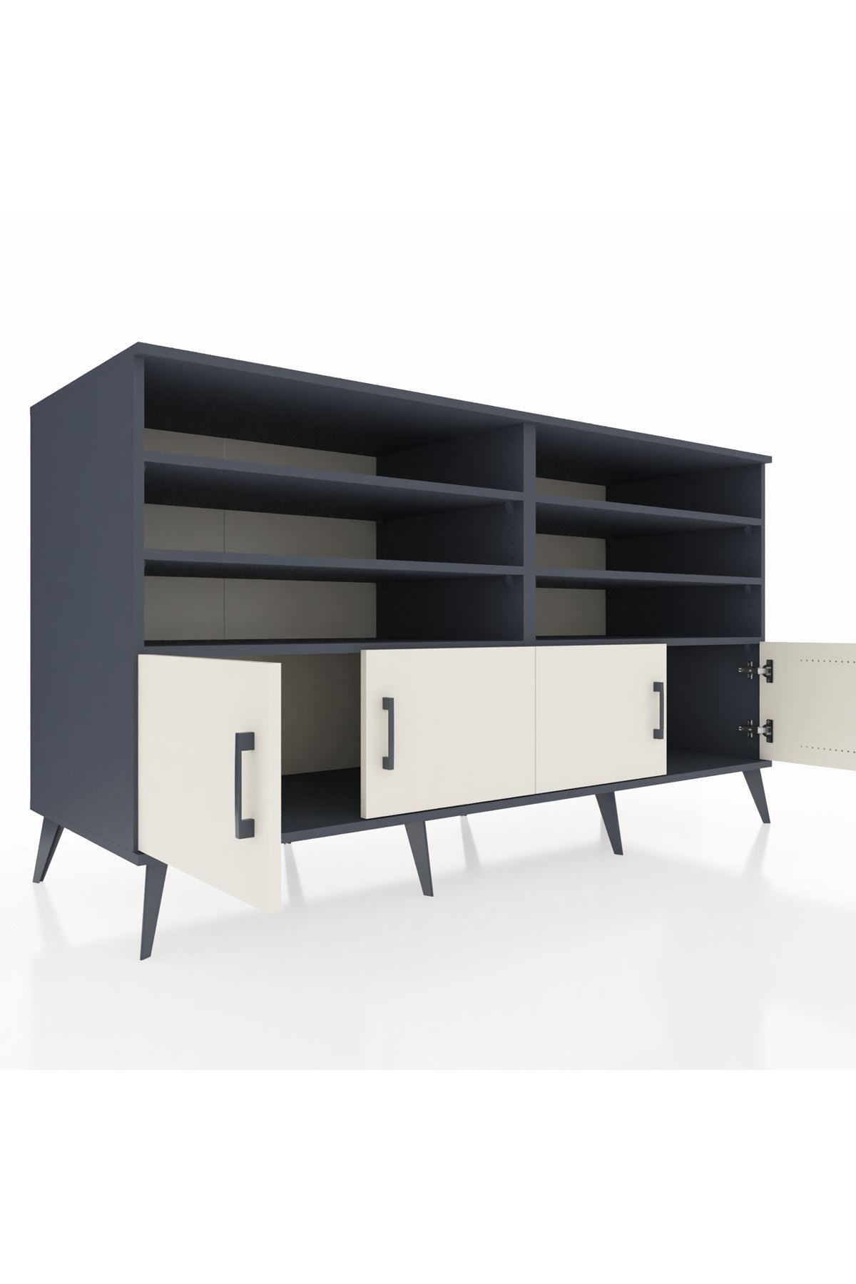 Kronos Konsol 6 Raflı 4 Kapaklı 176x59x99 Antrasit-Aytaşı/Antrasit