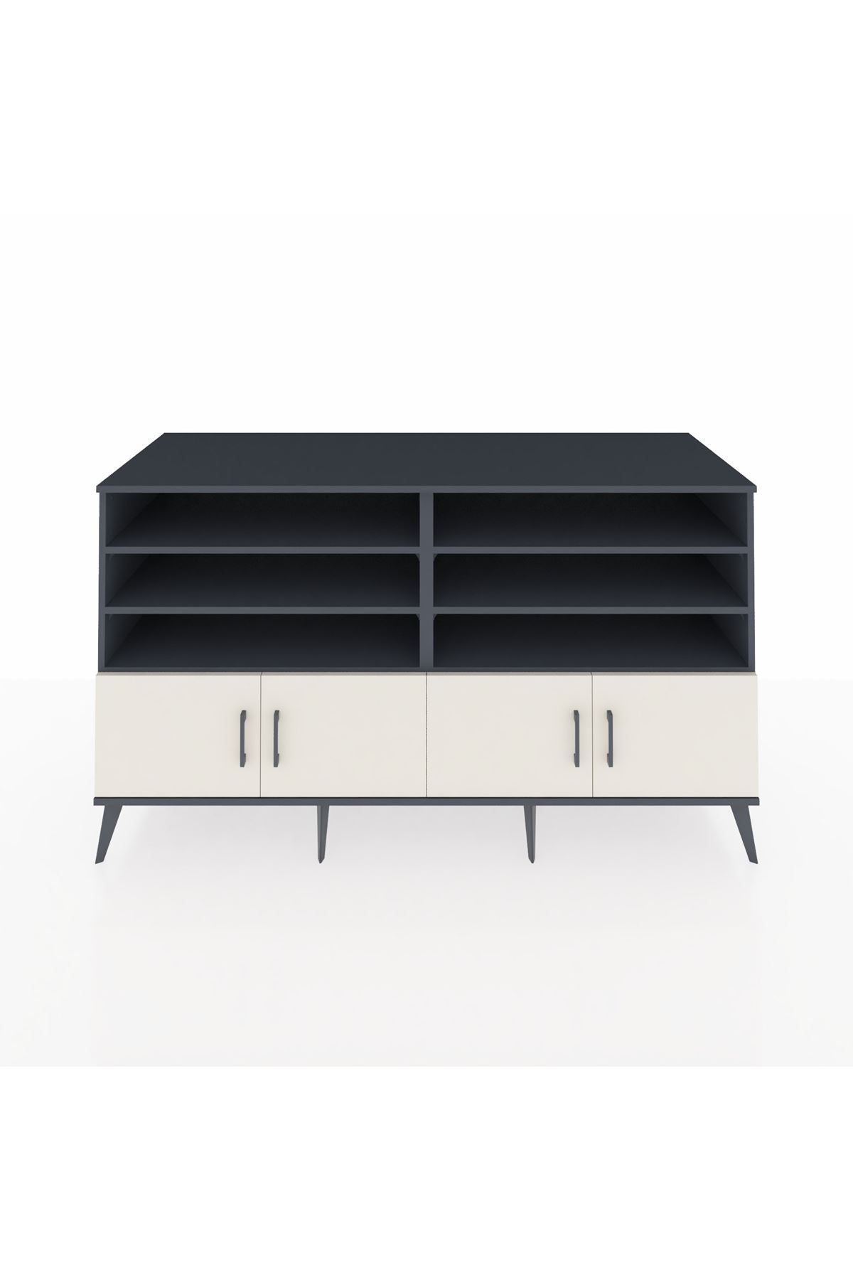 Kronos Konsol 6 Raflı 4 Kapaklı 176x59x99 Antrasit-Aytaşı/Çam