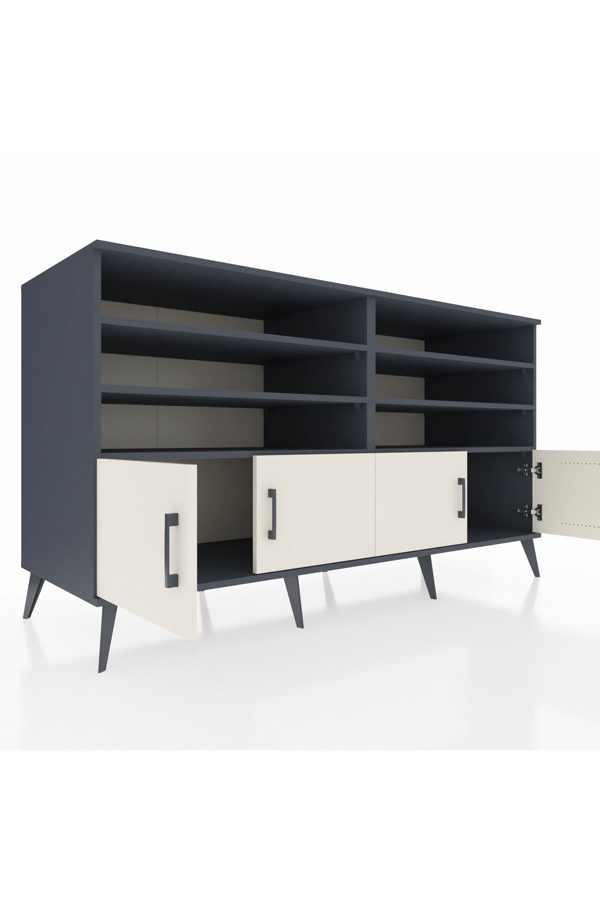 Kronos Konsol 6 Raflı 4 Kapaklı 176x59x99 Antrasit-Aytaşı/Çam