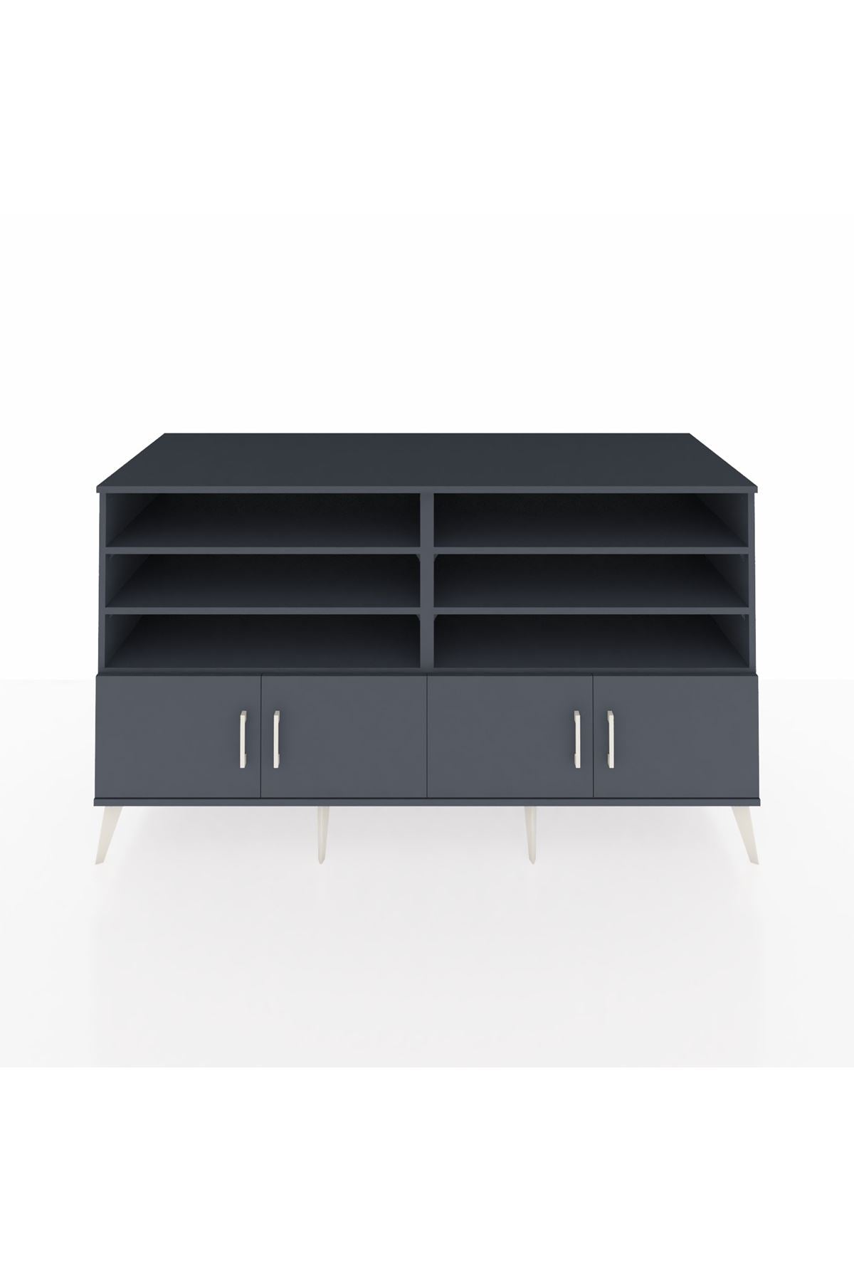 Kronos Konsol 6 Raflı 4 Kapaklı 176x59x99 Antrasit-Antrasit/Aytaşı