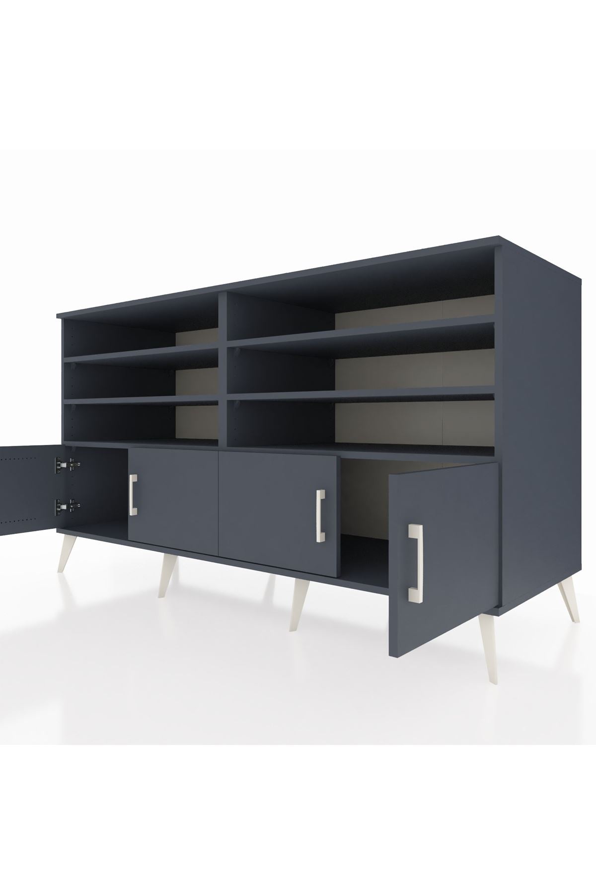 Kronos Konsol 6 Raflı 4 Kapaklı 176x59x99 Antrasit-Antrasit/Aytaşı