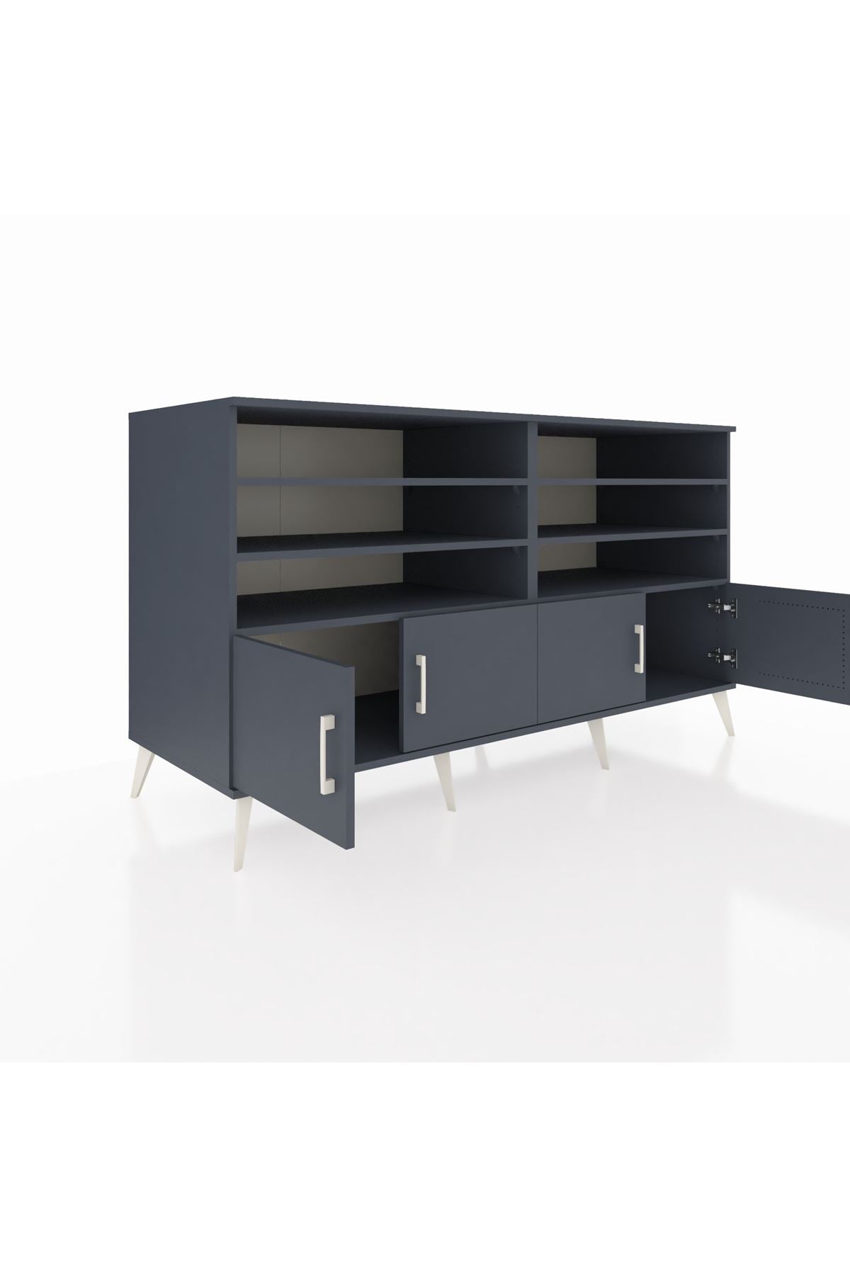 Kronos Konsol 6 Raflı 4 Kapaklı 176x59x99 Antrasit-Antrasit