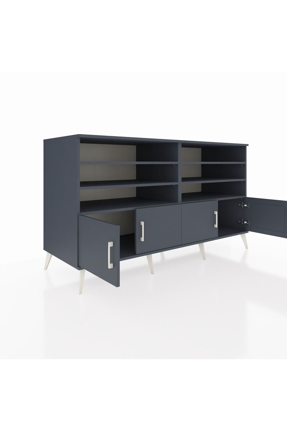 Kronos Konsol 6 Raflı 4 Kapaklı 176x59x99 Antrasit-Antrasit/Çam