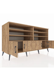 Kronos Konsol 6 Raflı 4 Kapaklı 176x59x99 Çam-Çam/Aytaşı