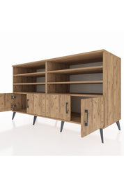 Kronos Konsol 6 Raflı 4 Kapaklı 176x59x99 Çam-Çam