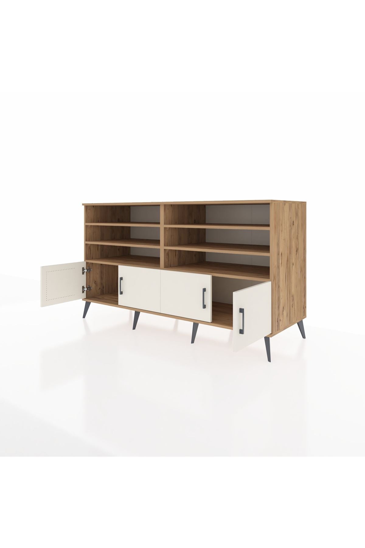 Kronos Konsol 6 Raflı 4 Kapaklı 176x59x99 Çam-Aytaşı