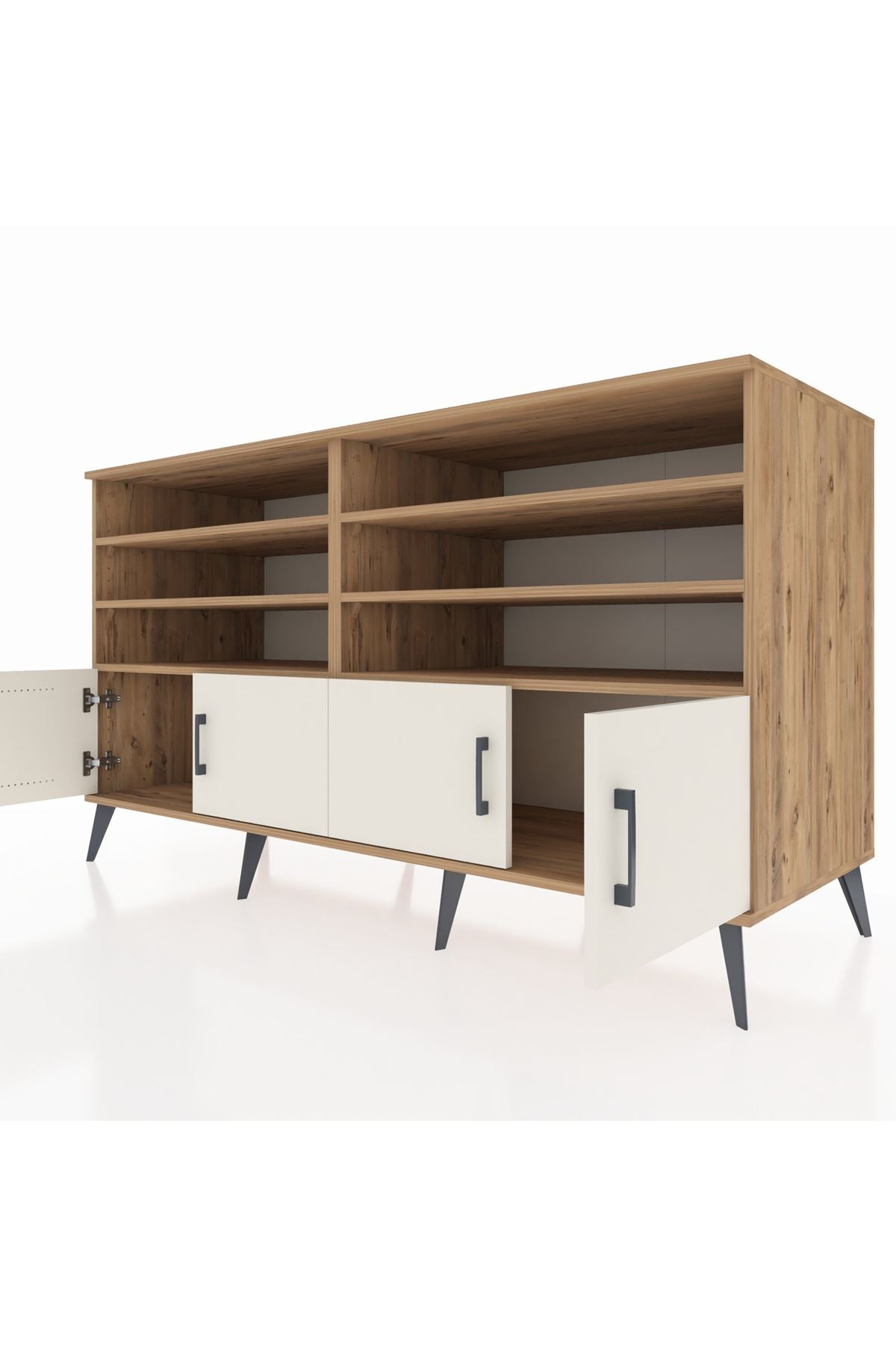 Kronos Konsol 6 Raflı 4 Kapaklı 176x59x99 Çam-Aytaşı