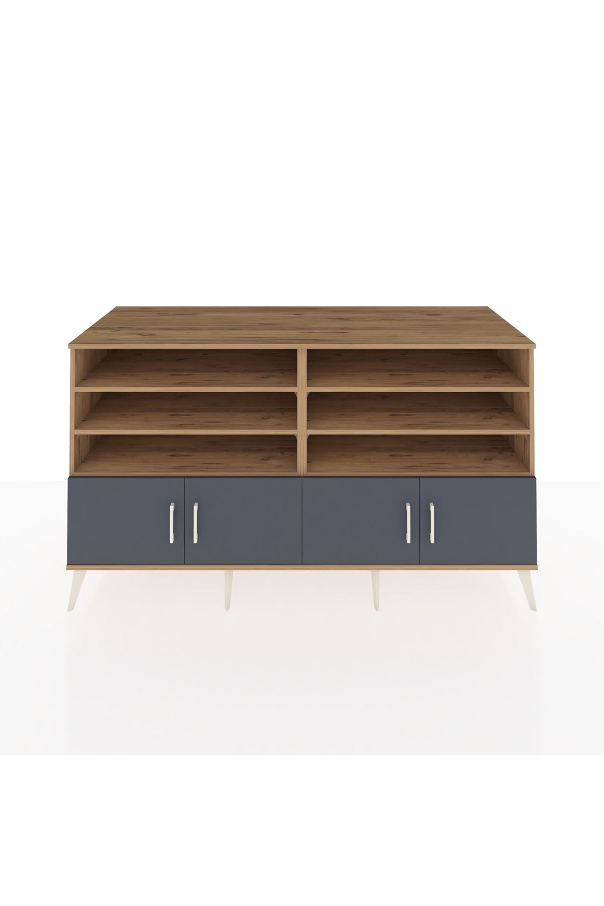 Kronos Konsol 6 Raflı 4 Kapaklı 176x59x99 Çam-Antrasit/Aytaşı