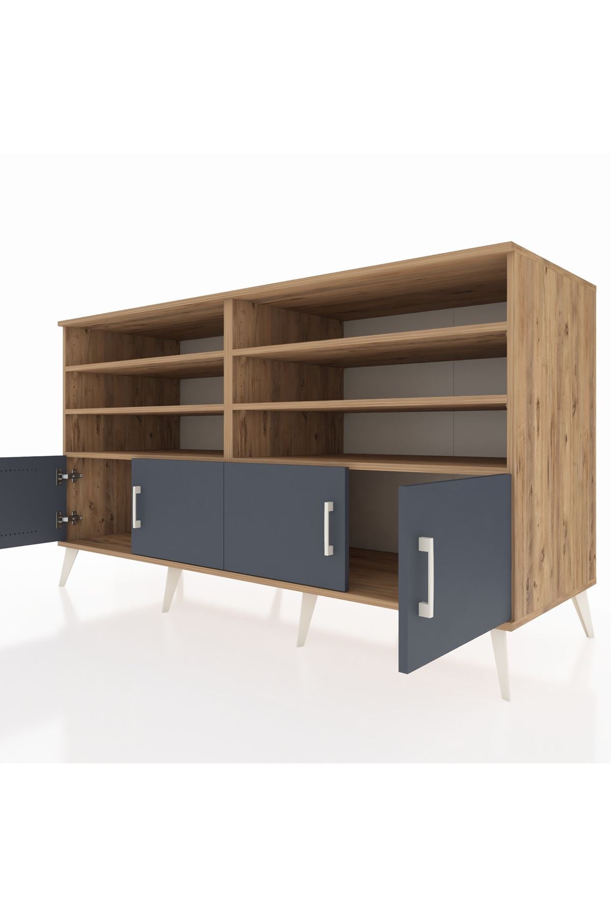 Kronos Konsol 6 Raflı 4 Kapaklı 176x59x99 Çam-Antrasit/Aytaşı