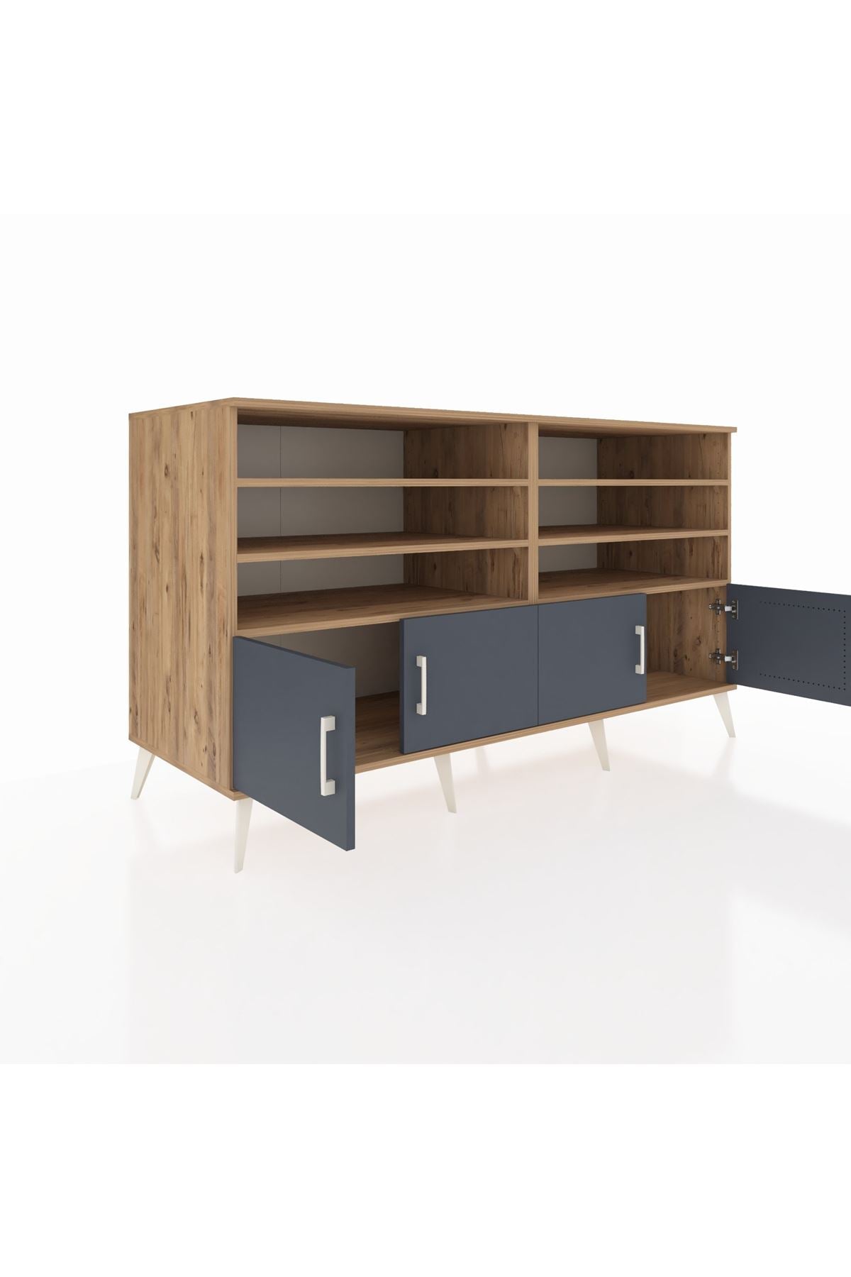 Kronos Konsol 6 Raflı 4 Kapaklı 176x59x99 Çam-Antrasit/Aytaşı